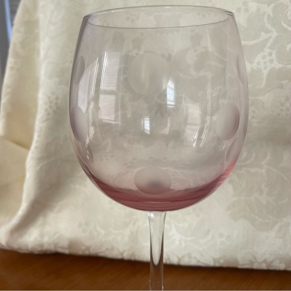 Set of 8 Waterford Marquis Pink Polka Dot Wine Glasses 8 5/8” - Picture 14 of 14